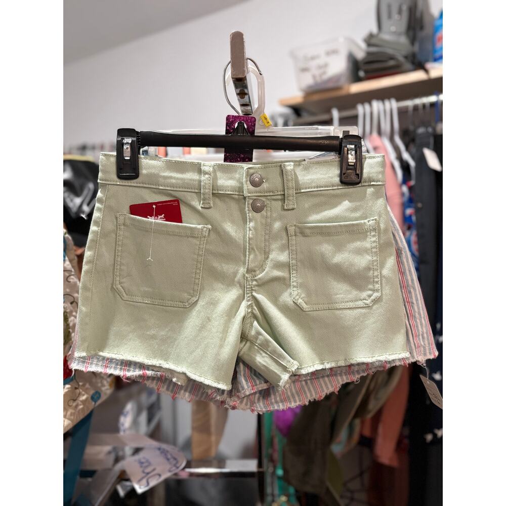 Levi’s Sage Green Denim Shorts Girls 12 NWT High Rise Raw Hem Summer Shorts